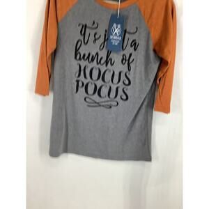 NWT Irisgod Gray Orange Hocus Pocus Halloween Graphic TShirt Women's Size Small